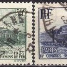 B1311 - Franta 1937 - Tren 2v. stampilat,serie completa