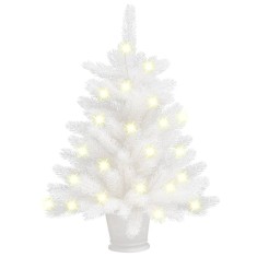vidaXL Brad de Craciun artificial pre-iluminat, alb, 65 cm foto