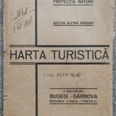 Harta turistica a masivelor Bucegi-Garbova, regiunea Sinaia-Predeal// anii '30