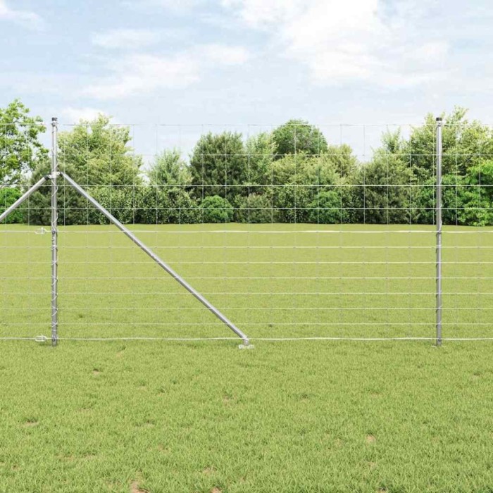 Gard pentru c&acirc;mp Argintiu 25 x 1.4 m Oțel galvanizat