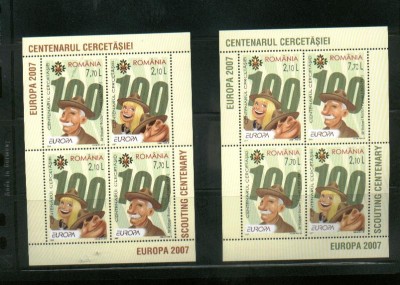 ROMANIA 2007 - CENTENARUL CERCETASIEI, PERECHE DE BLOCURI, MNH - LP 1762g foto