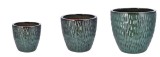 Cumpara ieftin Set 3 ghivece flori ceramica verde 24,5 x 23 cm, 31 x 29,5 cm, 38 x 35 cm