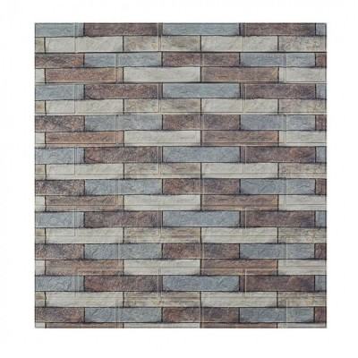 Set 10 placi tapet 3d, flippy, 70 x 77 cm, grosime 3 mm, din polietilena, model caramida, suprafata acoperita 5.3 mp, piatra colorata foto