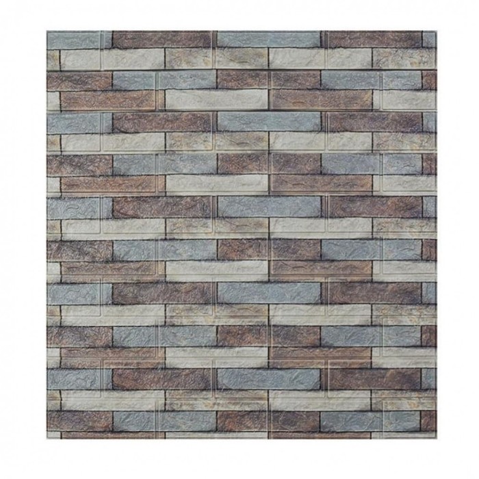Set 10 placi tapet 3d, flippy, 70 x 77 cm, grosime 3 mm, din polietilena, model caramida, suprafata acoperita 5.3 mp, piatra colorata