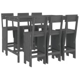 Cumpara ieftin Set bar de gradina, 7 piese, gri, lemn masiv de pin