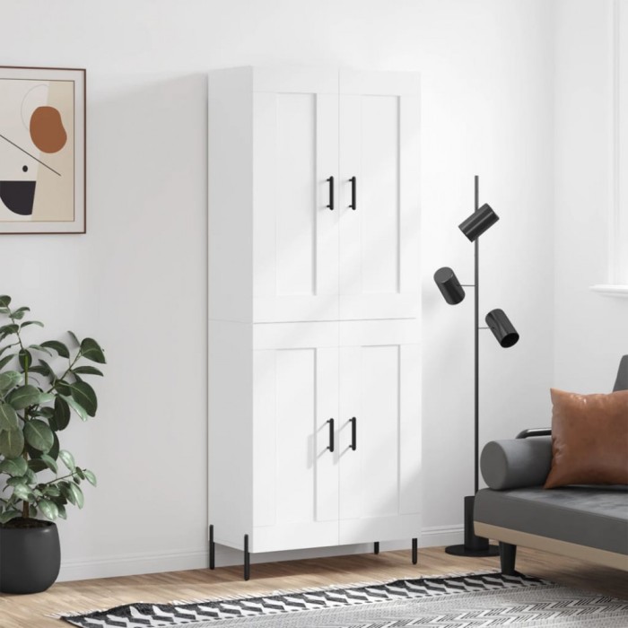 Dulap &icirc;nalt, alb, 69,5x34x180 cm, lemn compozit
