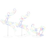 Reni si sanie de Craciun, colorat, 260x21x87 cm, acril