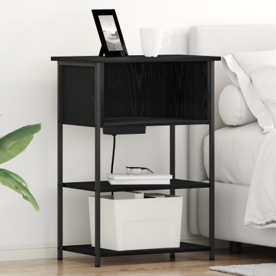 vidaXL Dulap de noapte Stejar negru 55 x 31 x 76 cm Lemn compozit foto