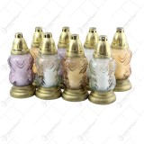 Set 8 candela din sticla cu capac 11&times;25 CM, Pastel