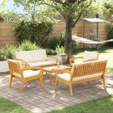 Set Bistro 5 Piese cu Perne - Lemn Solid de Acacia