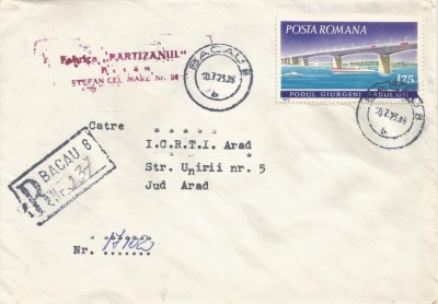 Rom&amp;acirc;nia, plic recomandat, circulat intern, 1973 foto