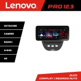 Navigatie Citroen C1 Peugeot 107 Toyota Aygo 2005-2014 Lenovo PRO 4+64 12.3 inch qled android 4G DSP gps internet KIT-C1