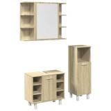 Cumpara ieftin Set mobilier de baie, 3 piese, stejar sonoma, lemn prelucrat