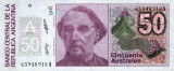 ARGENTINA █ bancnota █ 50 Australes █ 1986-89 █ P-326b █ UNC █ necirculata