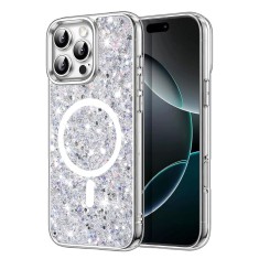 Husa Iphone 16 Pro Techsuit Sparkly Glitter magsafe alb foto