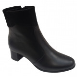 Botine dama din piele naturala negre cu guler, 36 - 40, Negru