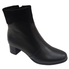 Botine dama din piele naturala negre cu guler foto