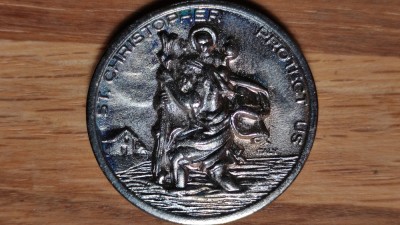 R15 Medalie Token - Saint Christopher - St. Christopher Protect Us - UNC 34mm foto
