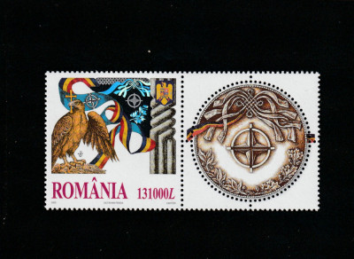 Romania 2002-Romania invitata in NATO,timbru cu holograma,cu vigneta foto