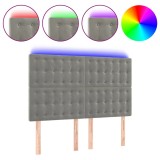 Cumpara ieftin Tablie de pat cu LED, gri deschis, 144x5x118/128 cm, catifea