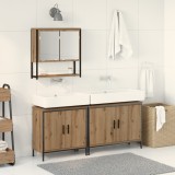 vidaXL Set de baie 3 piese din lemn ingineresc de stejar