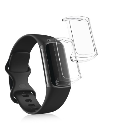 Set 2 Huse pentru Fitbit Charge 5, Kwmobile, Transparent, Silicon, 56385.02 foto
