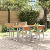 vidaXL Set de Masă pentru Grădină 5 Piese Gri Oțel și Lemn Solid Acacia