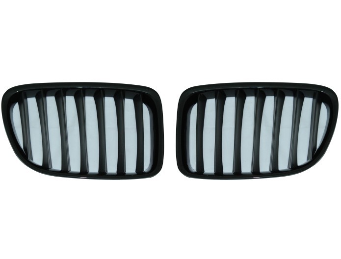 Grila masca fata fata BMW X1 (E84), 2012-08.2015, partea stanga, negru, negru lucios; TUNING,