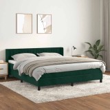vidaXL Pat box spring cu saltea, verde &icirc;nchis, 180x200 cm, catifea 3131096