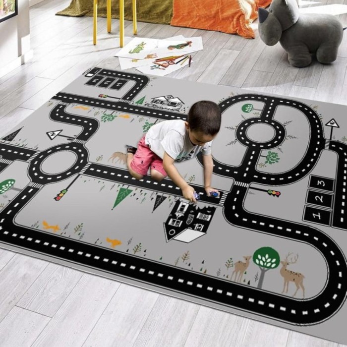 Covor Pentru Copii, 100% Poliester, Antiderapant, 120x180 cm, Cu Pista