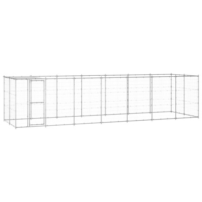 vidaXL Padoc c&amp;acirc;ini de exterior cu acoperiș, 16,94 m&amp;sup2;, oțel galvanizat foto