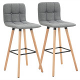 HOMCOM Set 2 Taburete de Bar, Spătar, Tesătură Efect de In și Lemn, 41.5x47x97.5 cm, Gri, Confortabil și Stilat | Aosom Romania