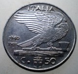 2.325 ITALIA WWII VITTORIO EMANUELE III 50 CENTESIMI 1940 R MAGNETICA, Europa