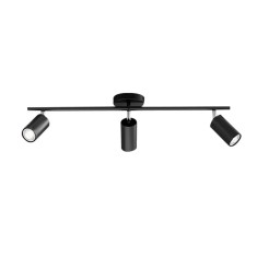 Aplica cu 3 spoturi orientabile, dulie GU10, culoare corp negru, montaj tavan/perete