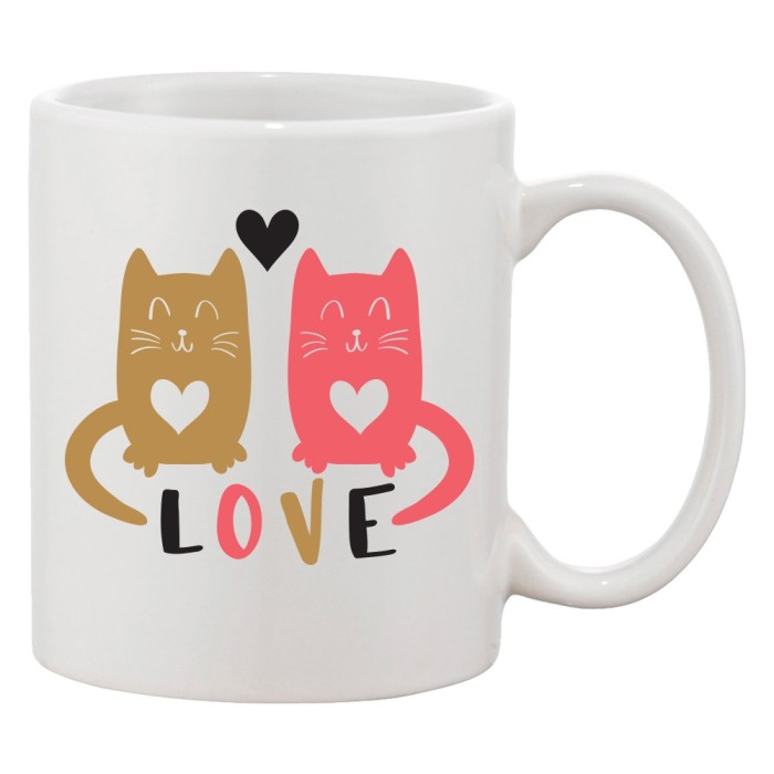 Cana alba personalizata &#039;Cats in love&#039;, INOVATIX&reg;. 330ml