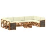 vidaXL Set de canapele de exterior cu pernă 8 pcs Natural și Crem 3384916