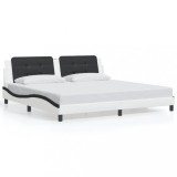 Cumpara ieftin Cadru de pat fara saltea Zadar alb si negru 200x200cm piele artificiala