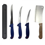 Cumpara ieftin Set profesional de macelarie, dezosat, injunghiat, transat, filetat, satar, suport magnetic, 3 cutite otel carbon