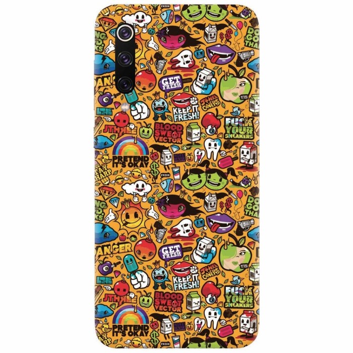 Husa silicon pentru Xiaomi Mi 9, Colorful Sticker Illustrations