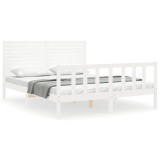 Cumpara ieftin Cadru de pat fara saltea, alb, 160x200 cm, lemn masiv pin
