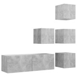 Cumpara ieftin Set de dulapuri TV, 5 piese, gri beton, lemn prelucrat