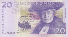 Bancnota Suedia 20 Kronor (200)6 - P63c XF++ ( vezi descriere )