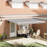 vidaXL Marchiză Retractabilă Manuală cu LED Gri Deschis 450x350 cm