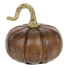 Dovleac decorativ din lemn cu coadă aurie, dimensiune 14x15cm, CMCLASS