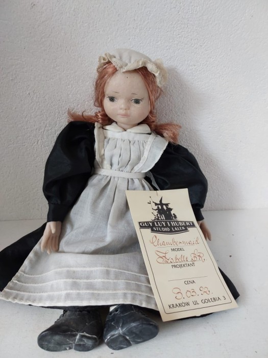 Papusa vintage (anii 90) de colectie, Guy Luy I Hubert Studio Lalek, Polonia Cracovia, Chambermaid, design de Izabelle BR 1992 Krakow