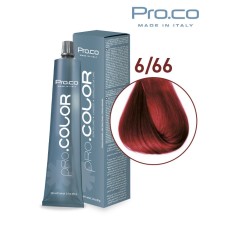 Vopsea de par profesionala PRO.COLOR 100 ml - Pro.Co - 6/66 ROSU PUTERNIC
