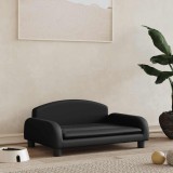 VidaXL Pat de c&acirc;ini, negru, 70x45x30 cm, piele ecologică