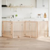 vidaXL Poartă de c&acirc;ini pliabilă cu ușă, 4 panouri, 320 cm, lemn plop