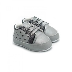 Pantofi Newborn Heart Gri , Marime 16 Gri, 16, Gri, 0-3 luni, Unisex foto