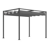 Pergola pentru gradina/terasa, retractabila, cadru metalic, gri, 2.98x2.13x2.22 m, ART